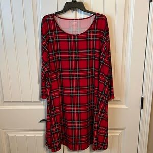 Plaid holiday plus size dress